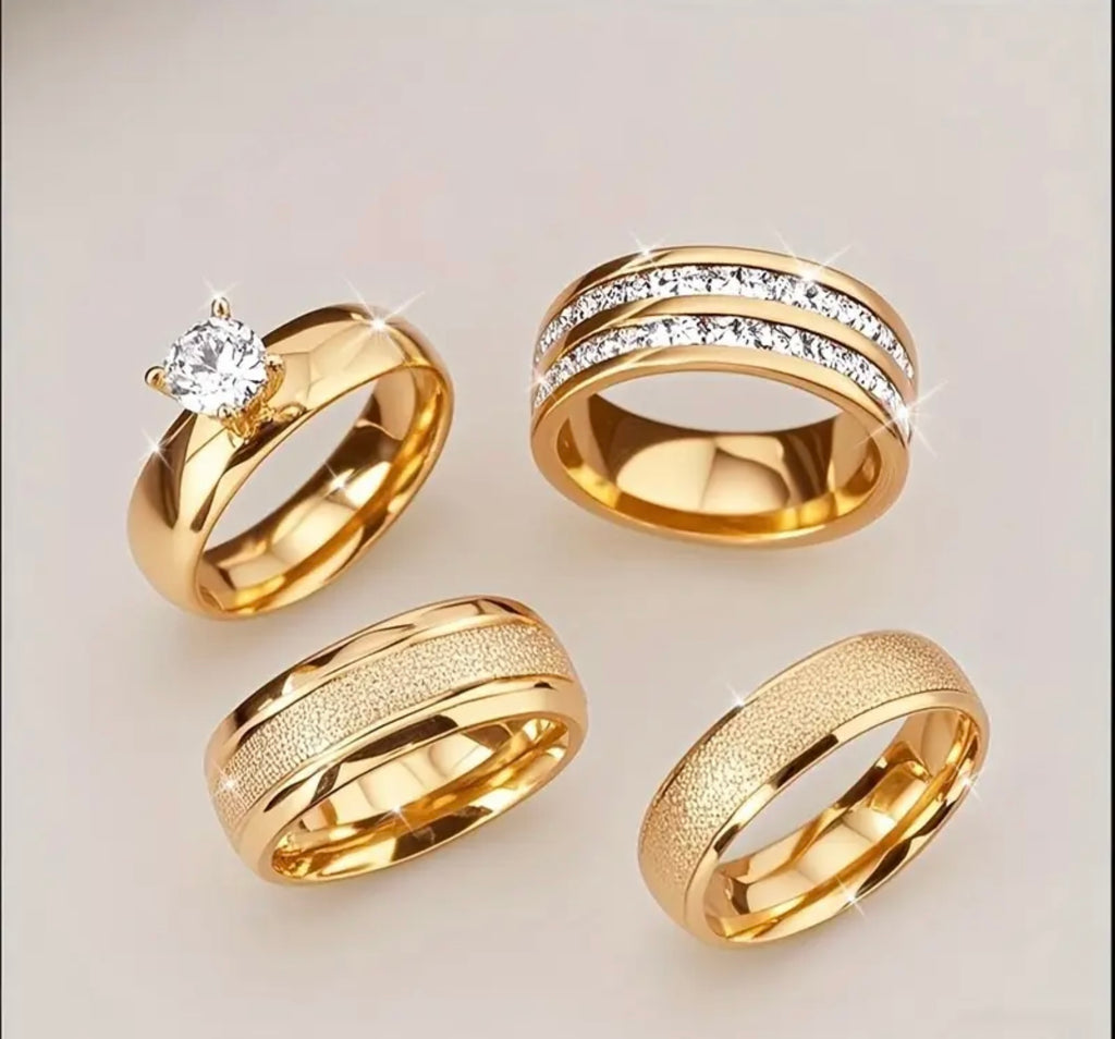 4 Gold Plated Ring Set