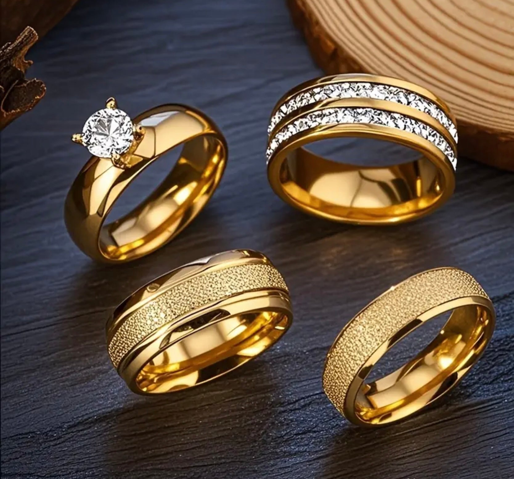 4 Gold Plated Ring Set