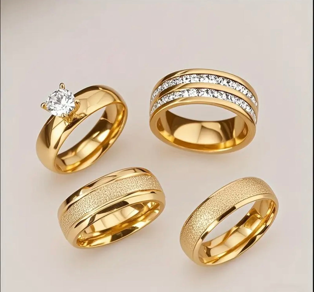4 Gold Plated Ring Set