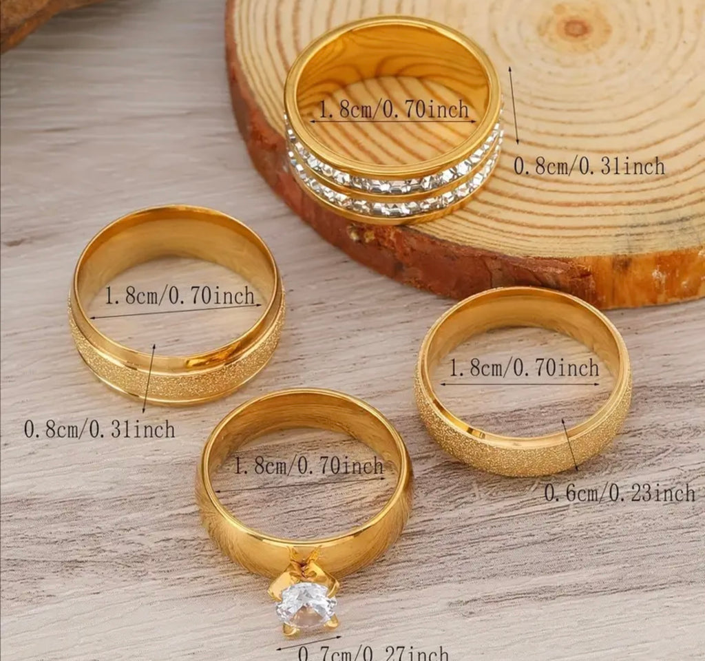 4 Gold Plated Ring Set