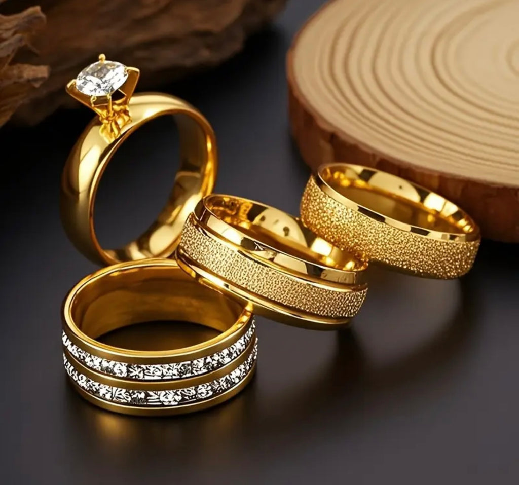 4 Gold Plated Ring Set
