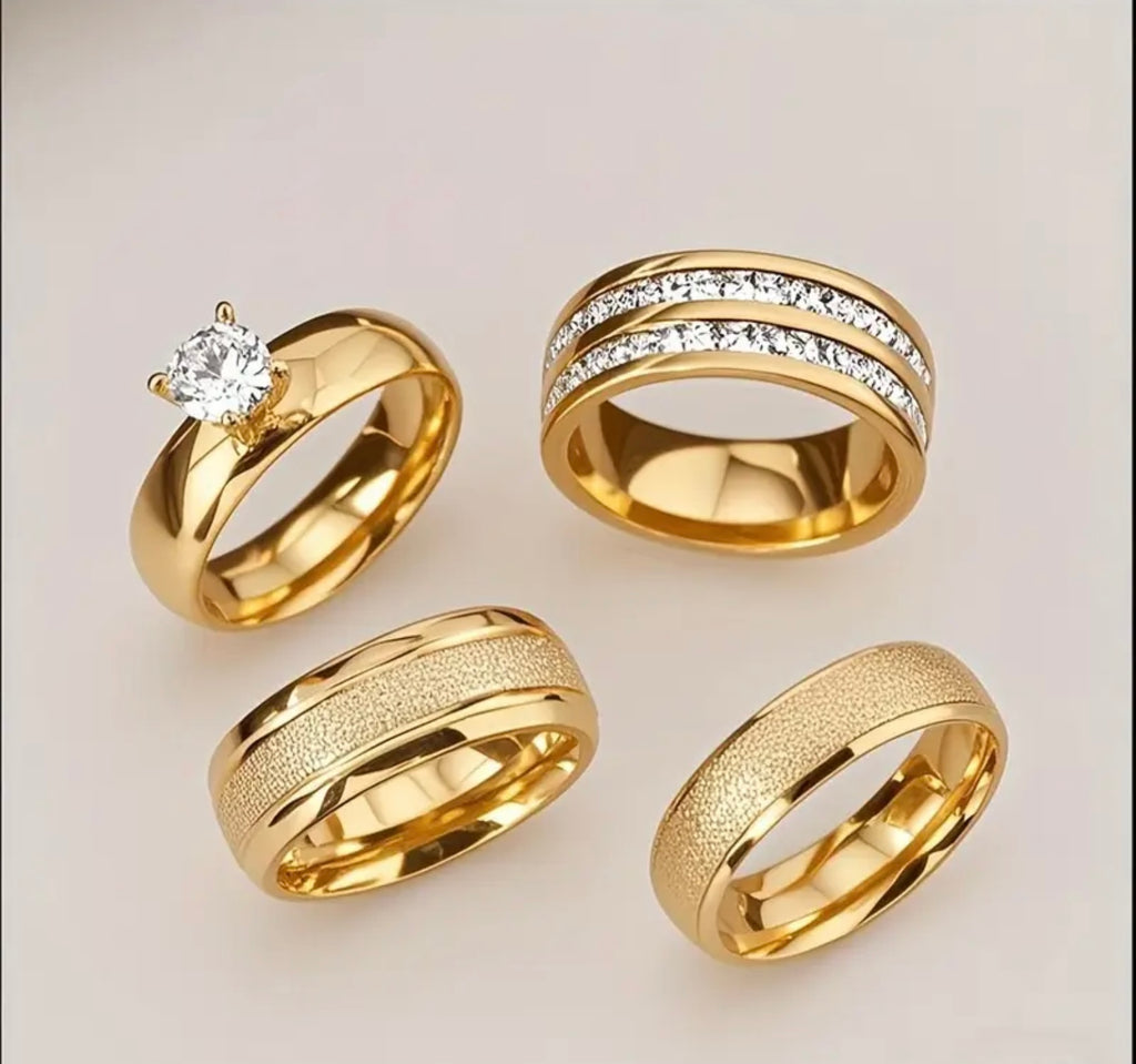 4 Gold Plated Ring Set