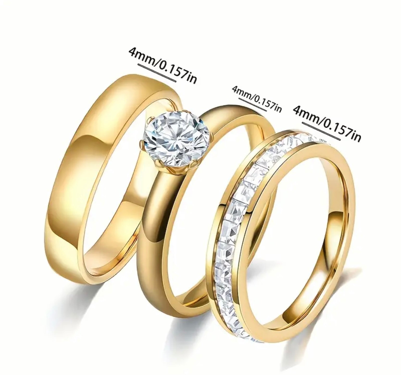 3 Stainless Steel Rings