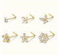 6 Stainless Steel Flower Nose Rings