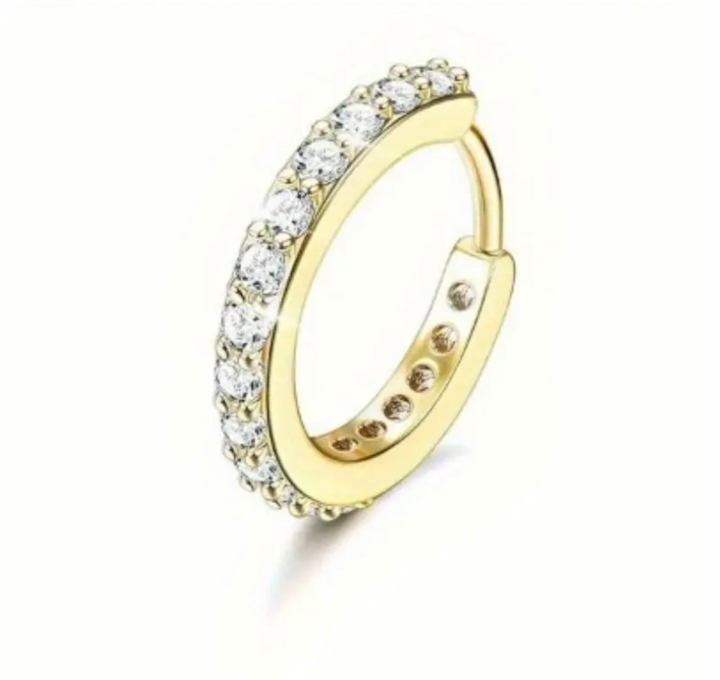 Sparkly Surgical Steel Nose Ring Hoop Cubic Zirconia