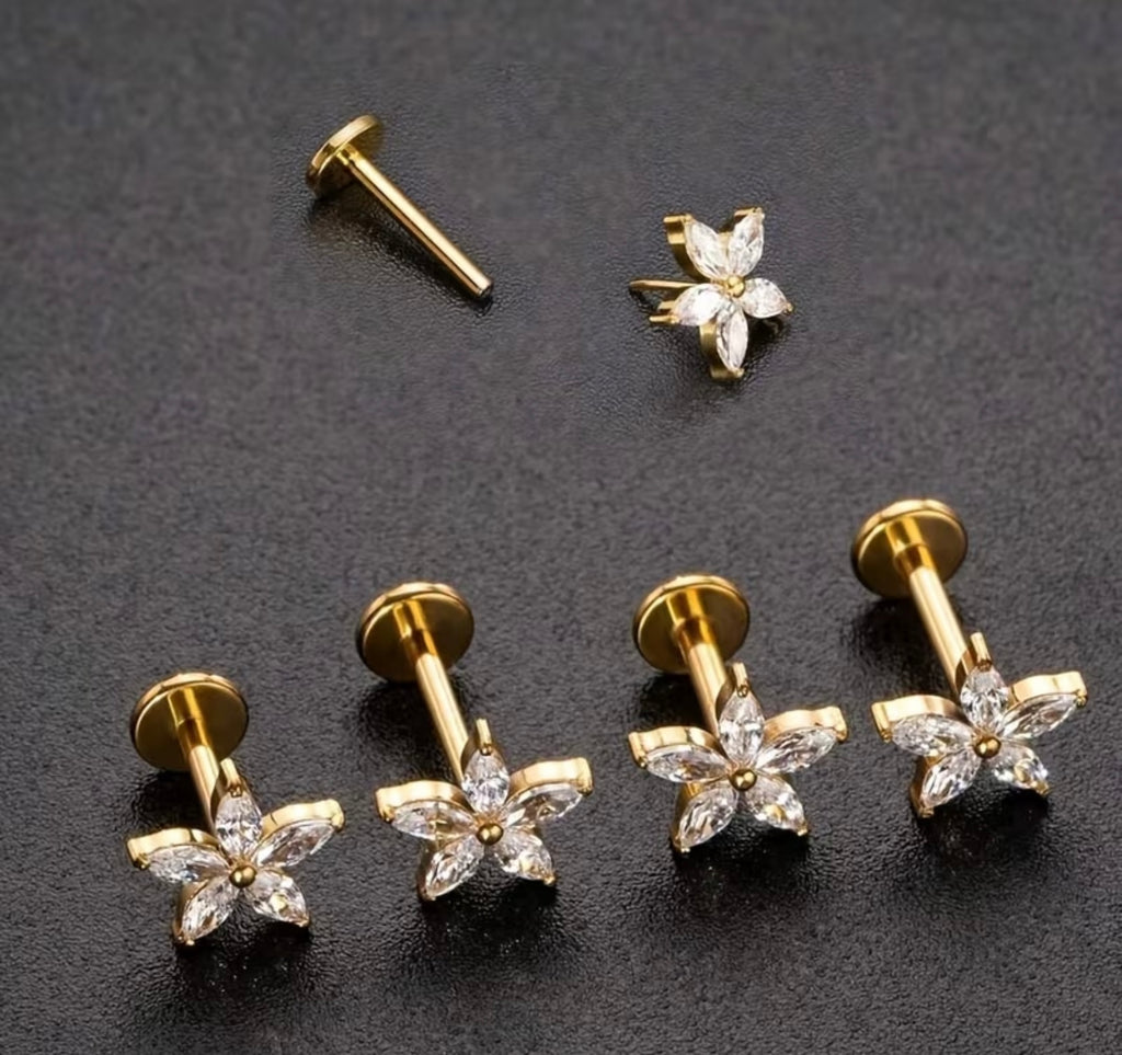 Flat back Flower Earrings