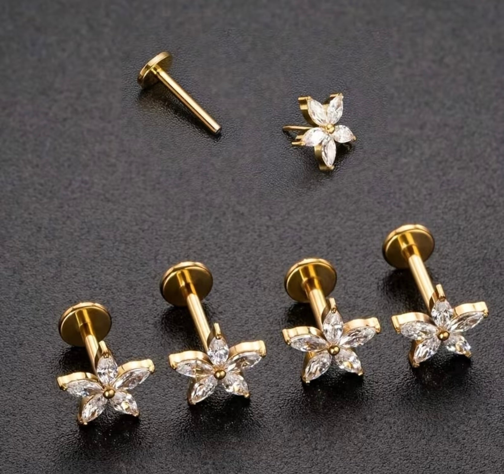 Flat back Flower Earrings