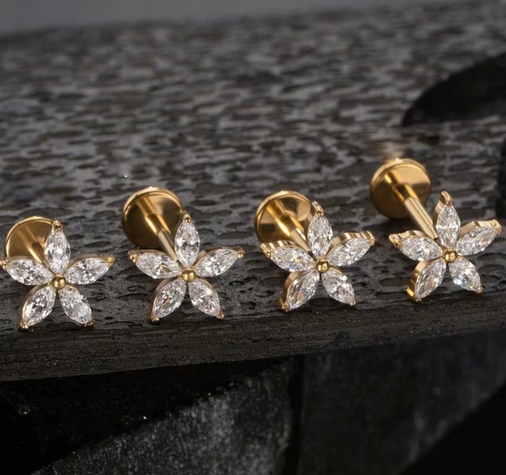 Flat back Flower Earrings