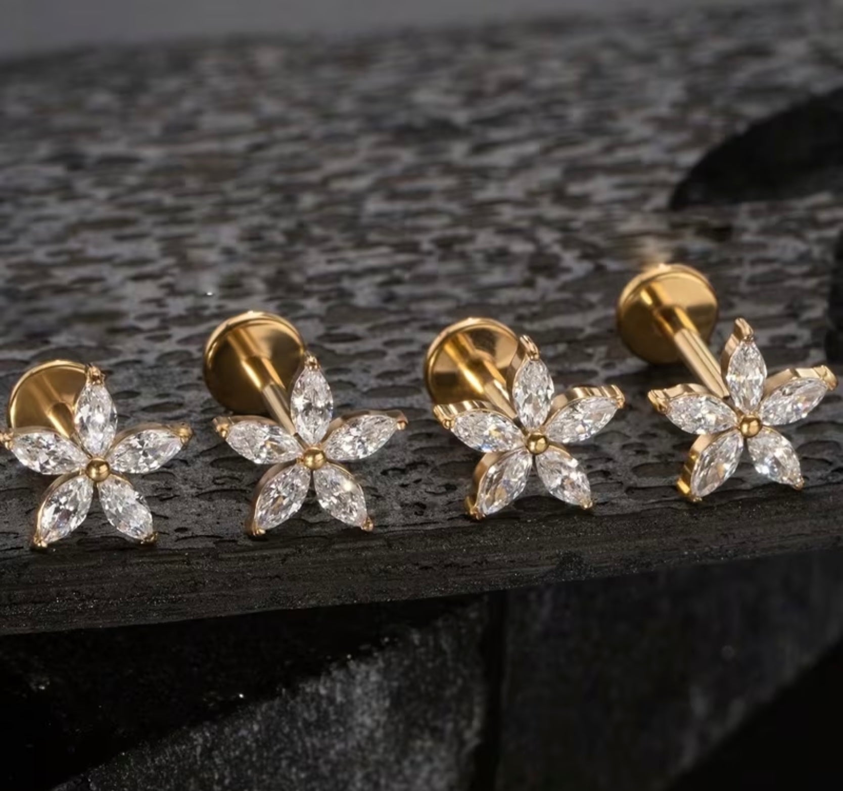 Flat back Flower Earrings