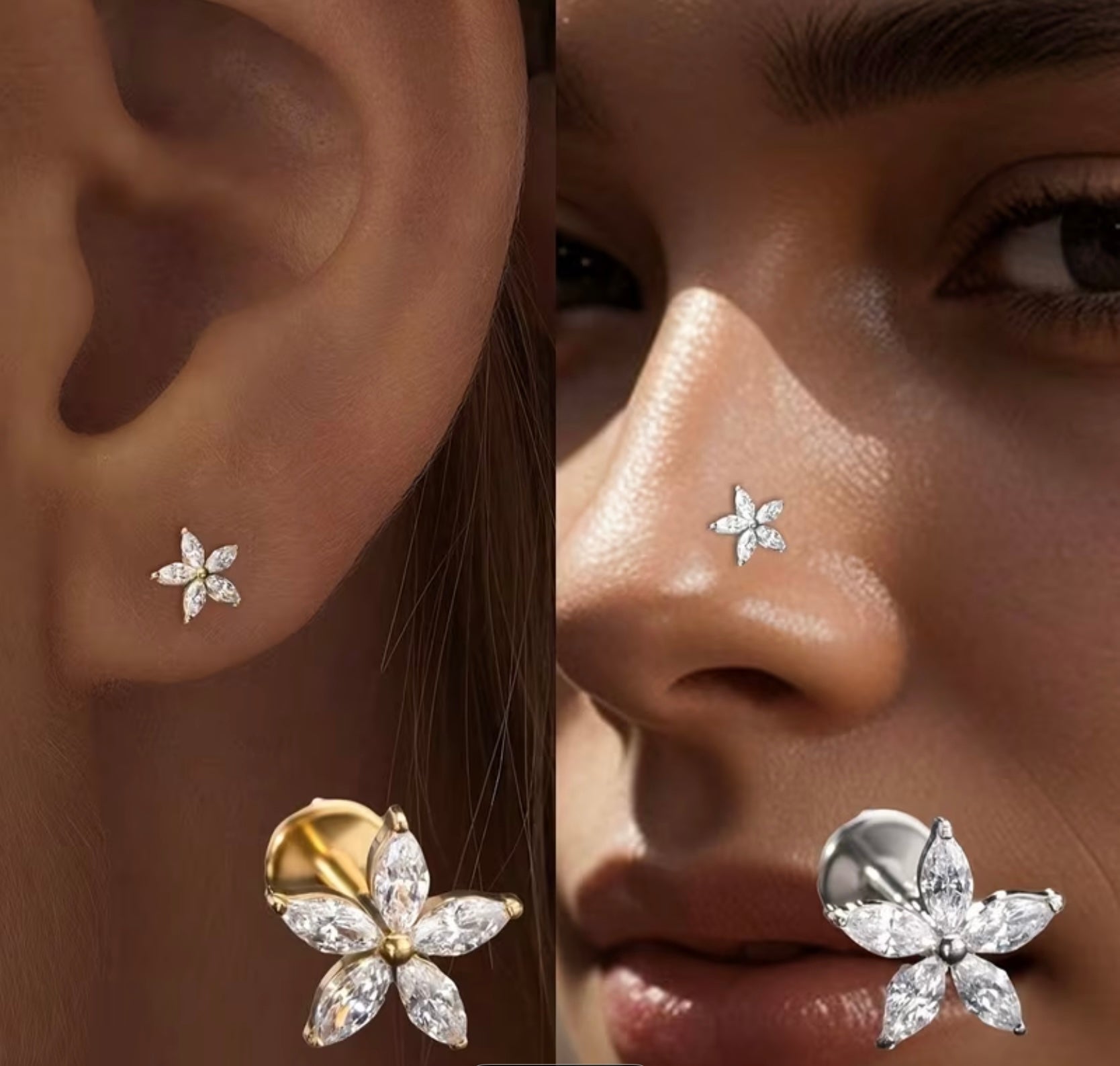 Flat back Flower Earrings