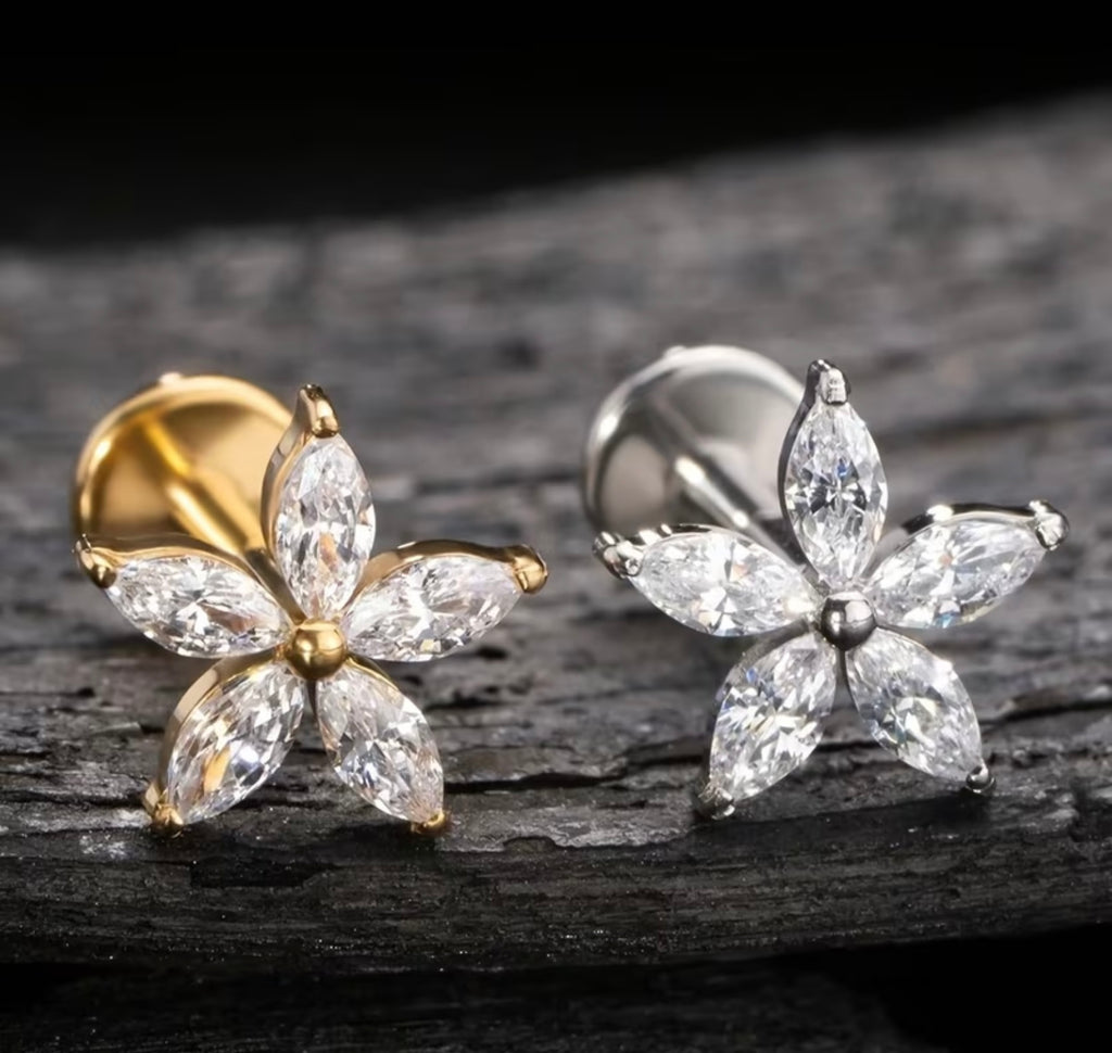 Flat back Flower Earrings