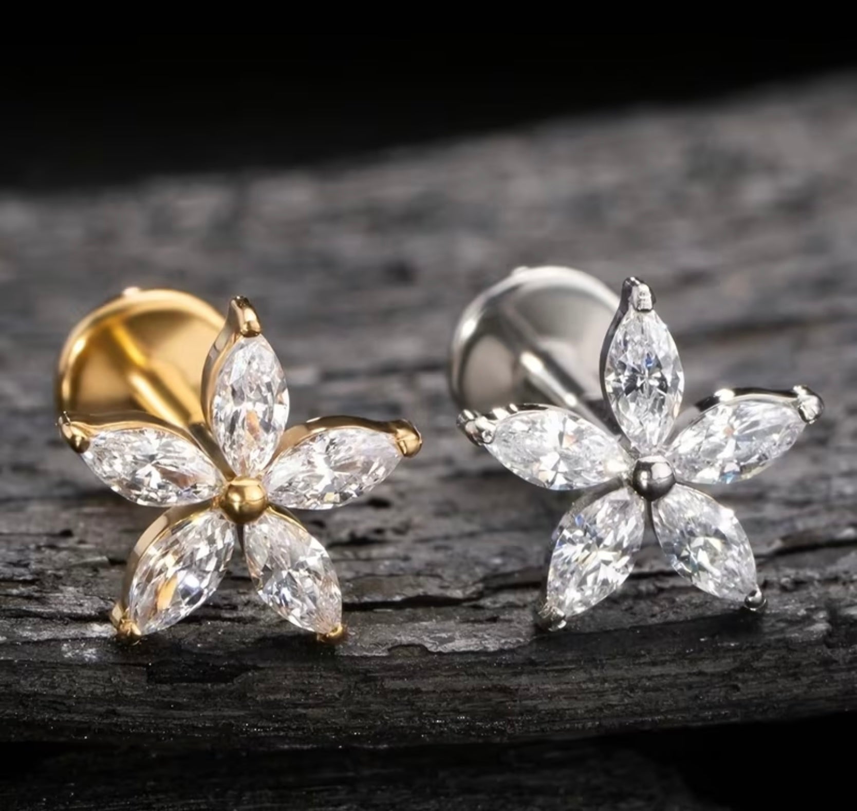 Flat back Flower Earrings