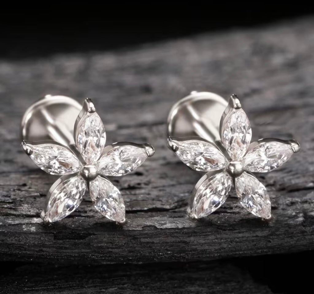 Flat back Flower Earrings
