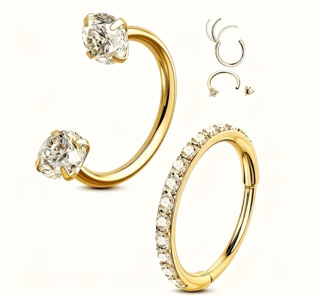 Hoop and Horseshoe Nose Ring Combo