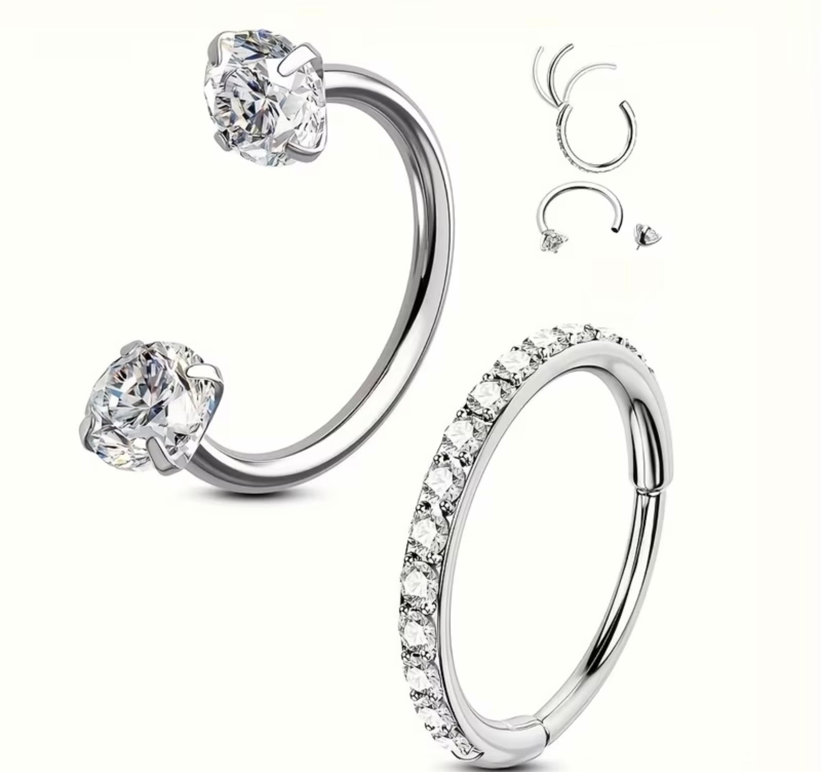 Hoop and Horseshoe Nose Ring Combo
