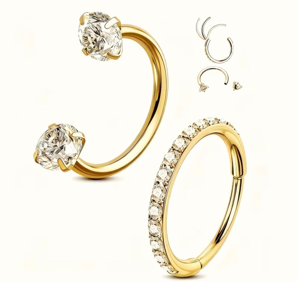Hoop and Horseshoe Nose Ring Combo