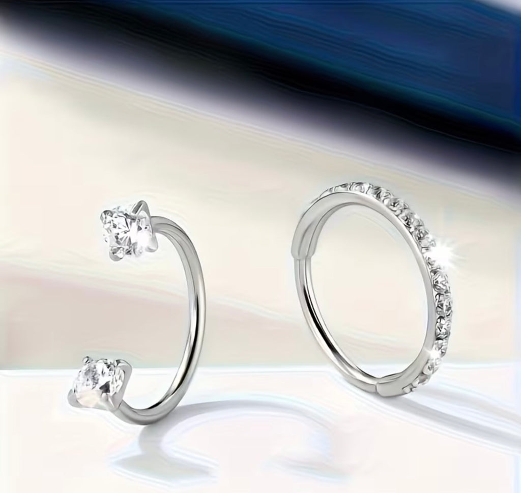 Hoop and Horseshoe Nose Ring Combo