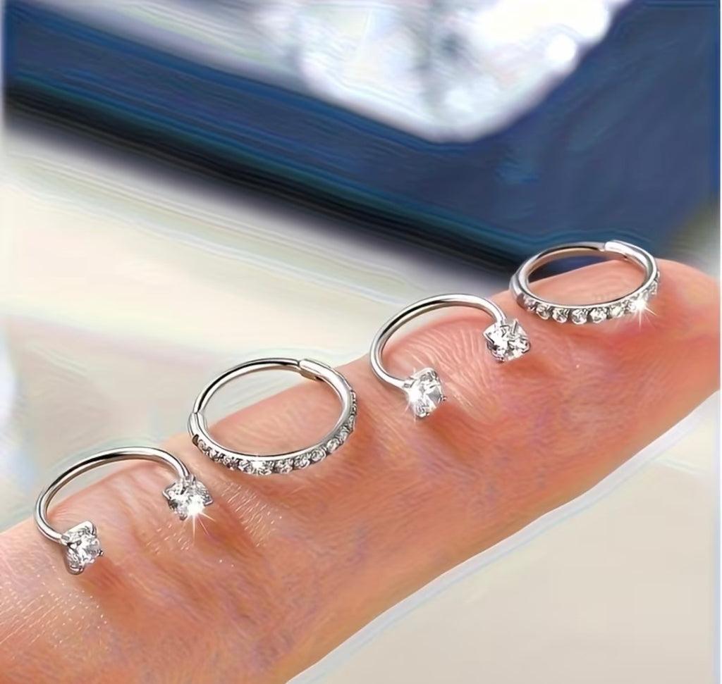 Hoop and Horseshoe Nose Ring Combo