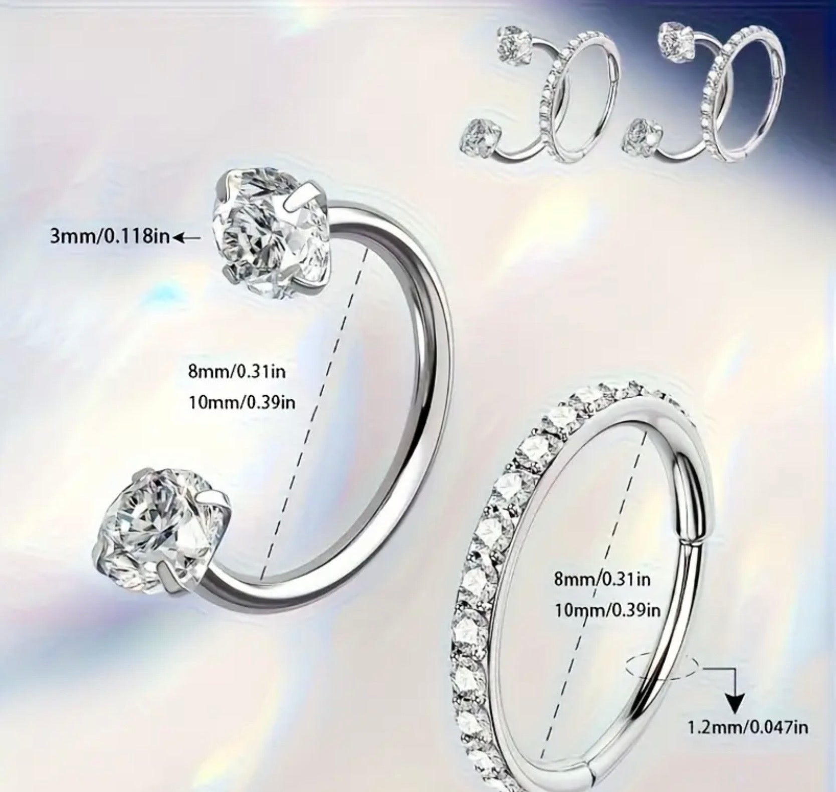 Hoop and Horseshoe Nose Ring Combo