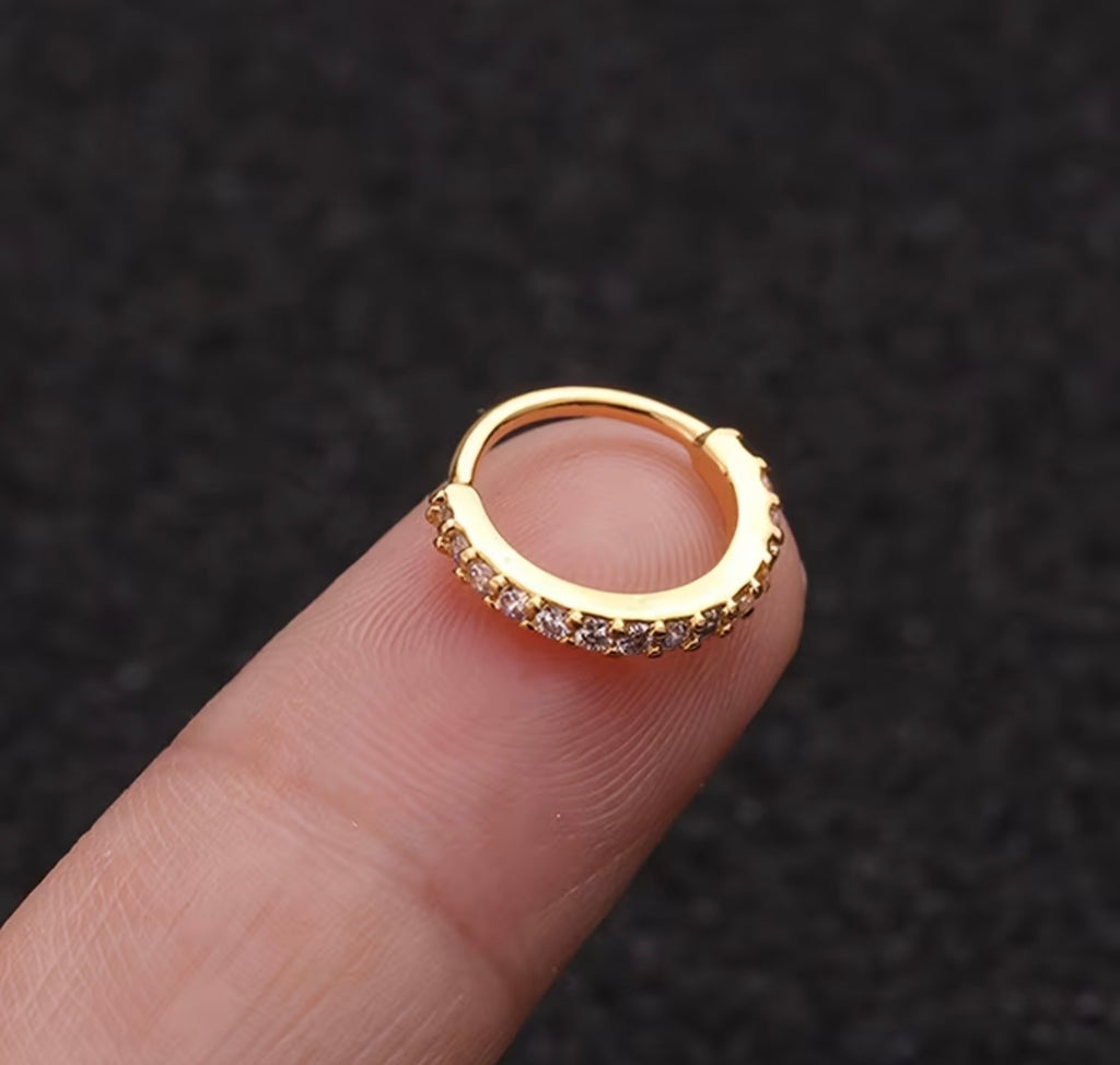 Sparkly Surgical Steel Nose Ring Hoop Cubic Zirconia