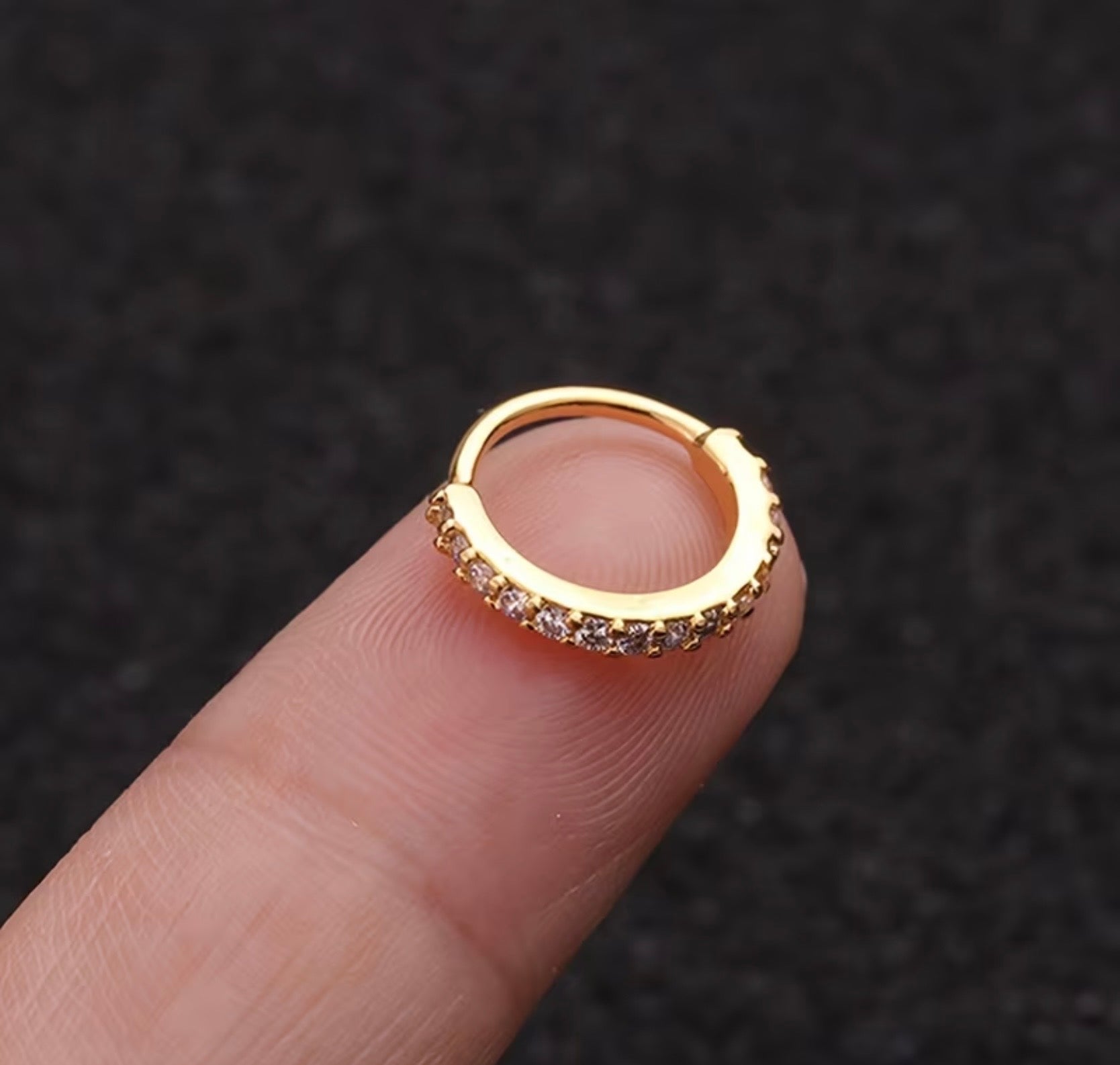 Sparkly Surgical Steel Nose Ring Hoop Cubic Zirconia