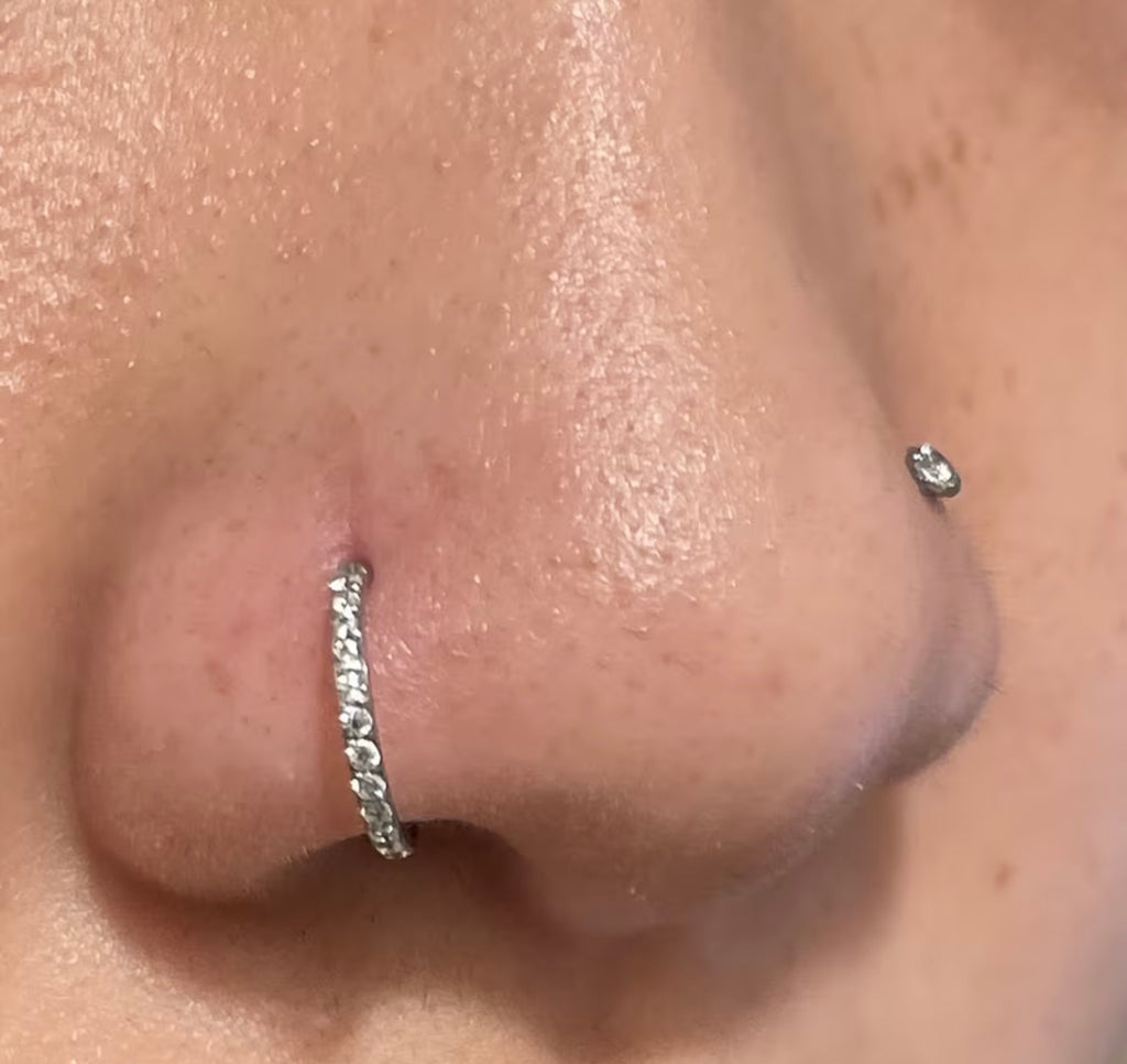 Sparkly Surgical Steel Nose Ring Hoop Cubic Zirconia
