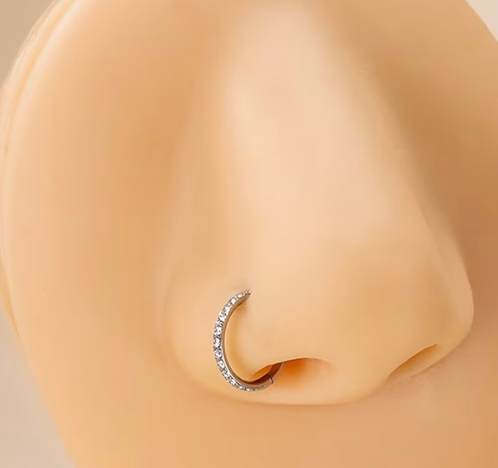Sparkly Surgical Steel Nose Ring Hoop Cubic Zirconia
