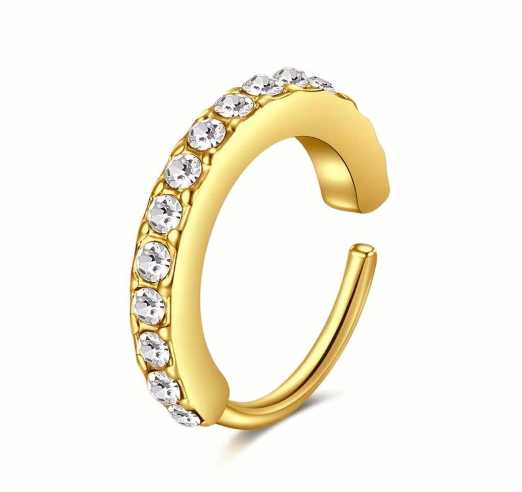 Sparkly Surgical Steel Nose Ring Hoop Cubic Zirconia