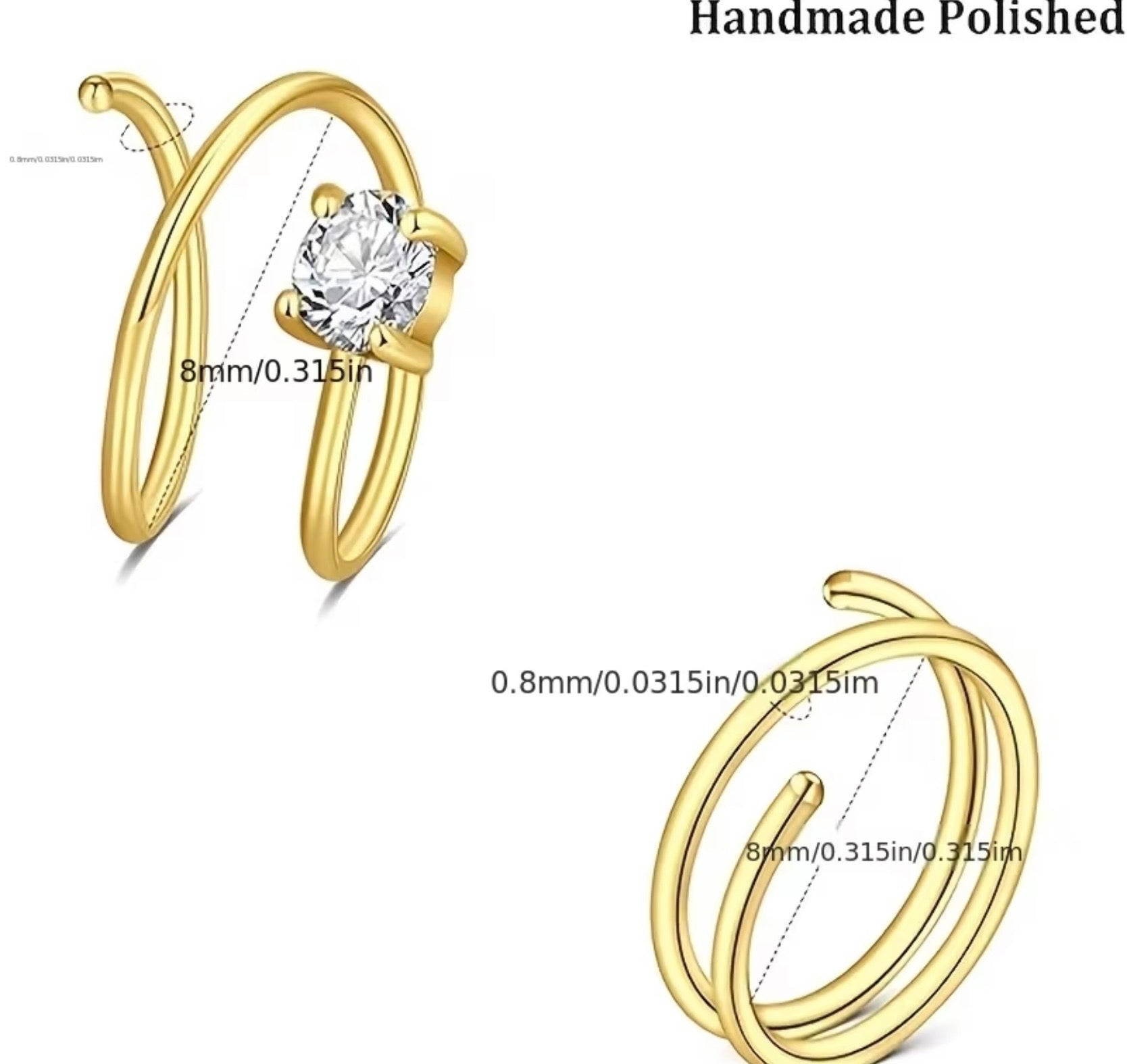 3 Double Hoop Look Nose Rings