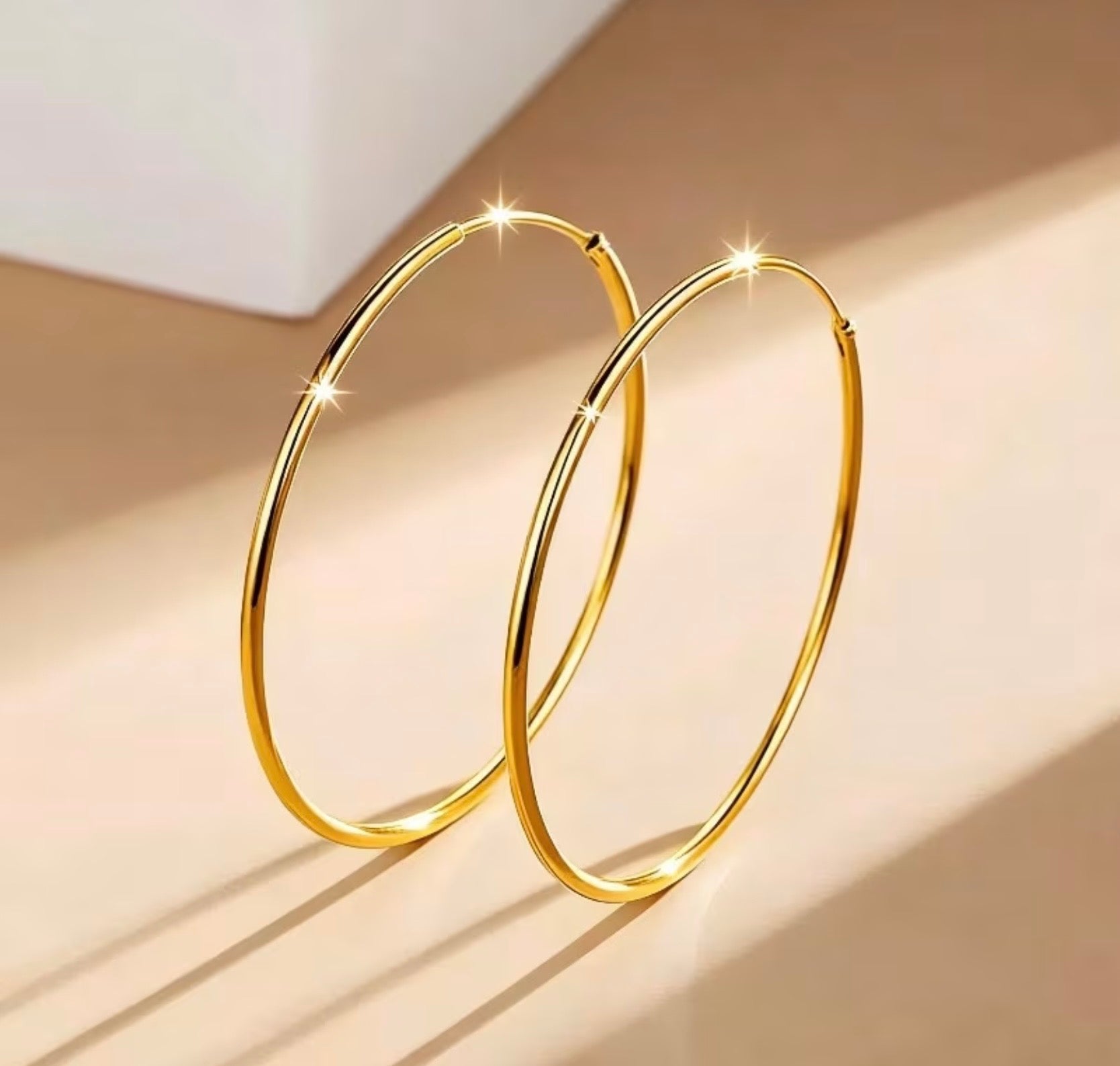 Waterproof Gold Plated Stainless Steel Thin Hoop Earrings