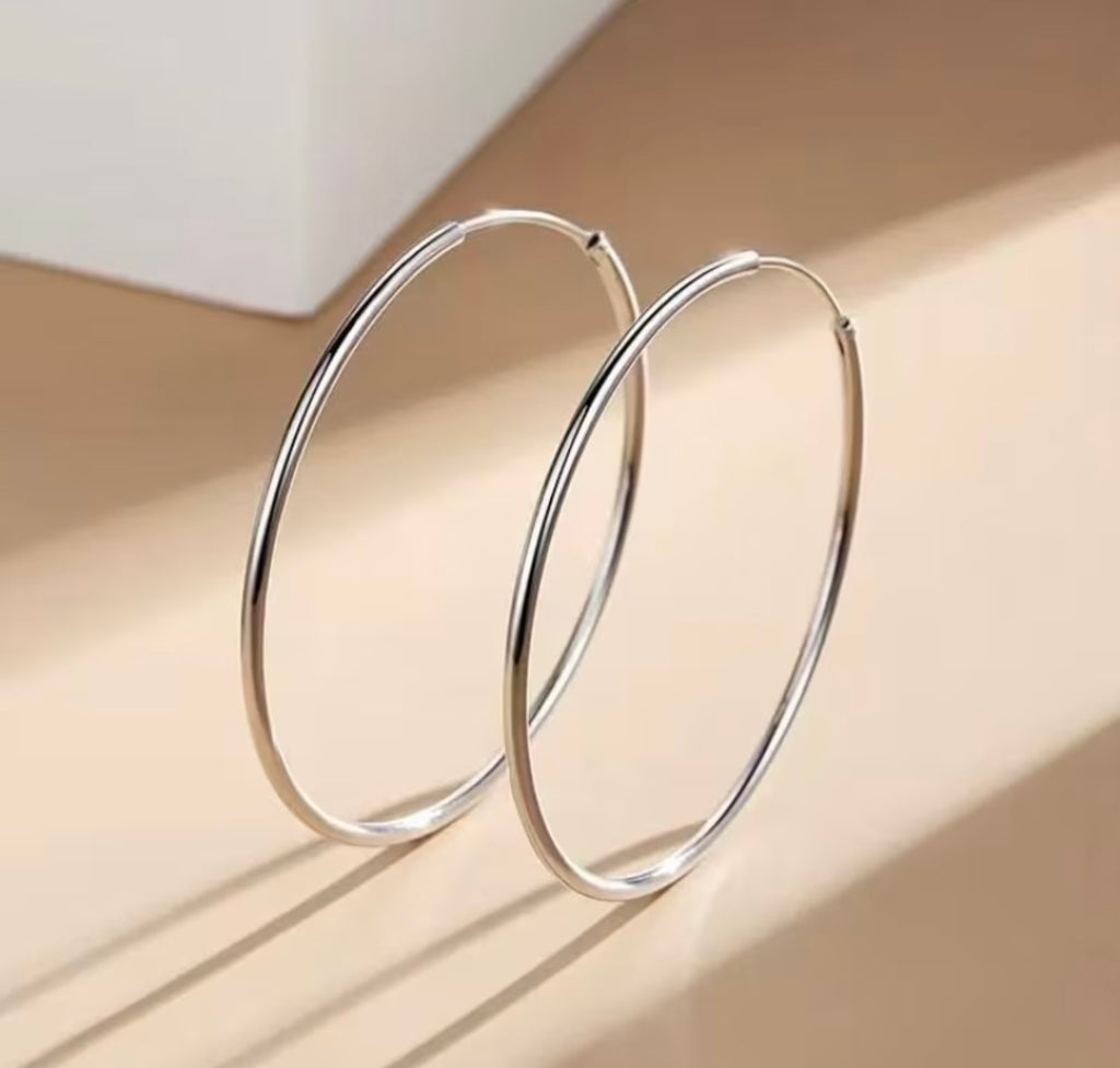 Waterproof Gold Plated Stainless Steel Thin Hoop Earrings