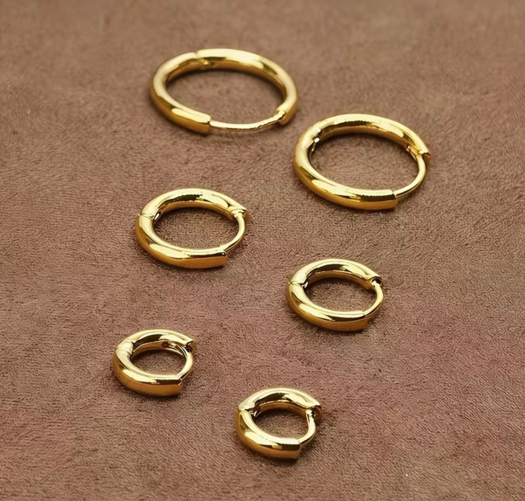Waterproof Gold Plated Stainless Steel Stacking Huggie Earrings 3-Pack
