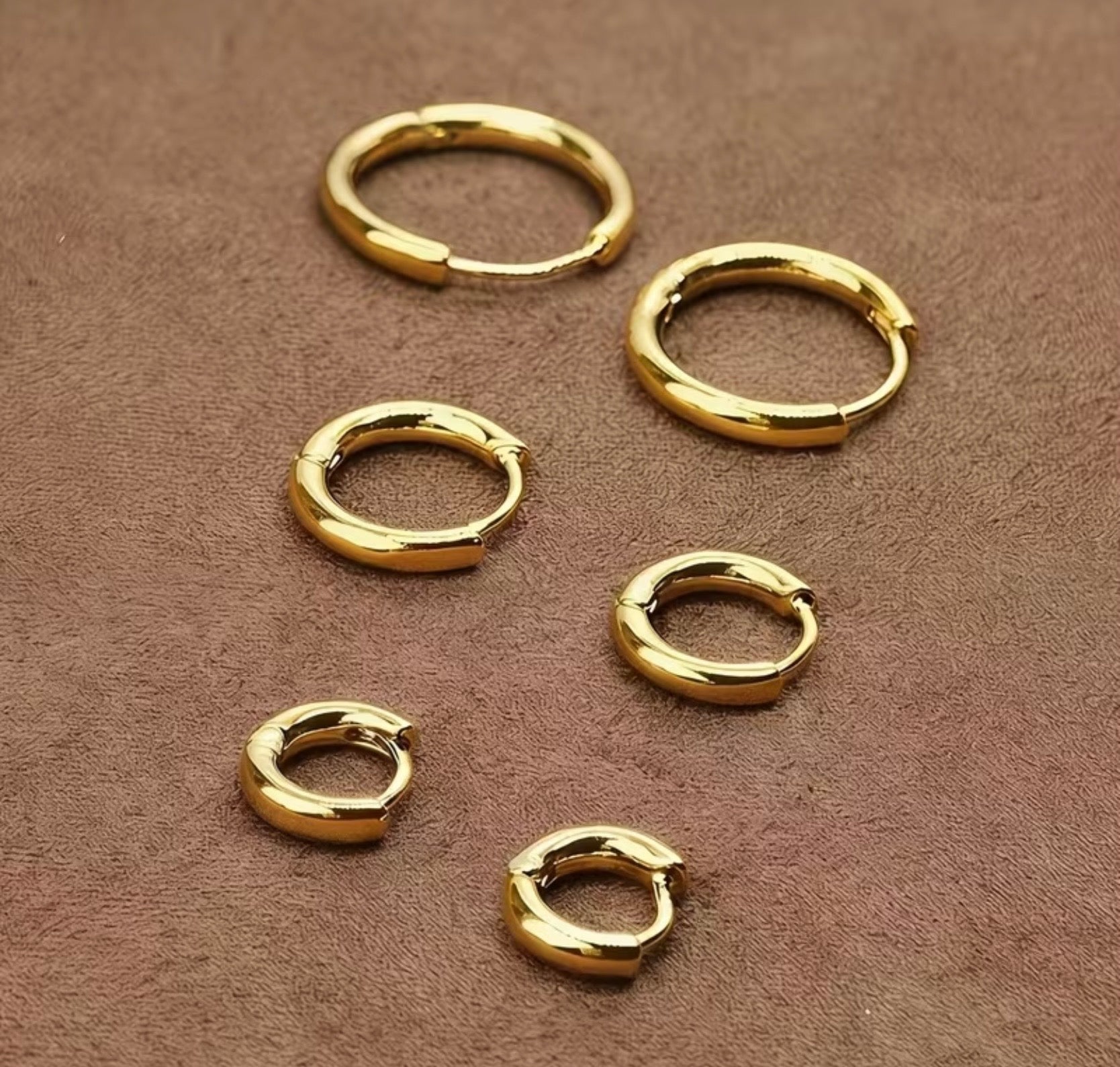 Waterproof Gold Plated Stainless Steel Stacking Huggie Earrings 3-Pack