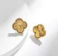 Waterproof Gold Plated Stainless Steel Enamel Clover Stud Earrings