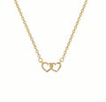 Gold Cubic Zirconia Open Double Heart Necklace