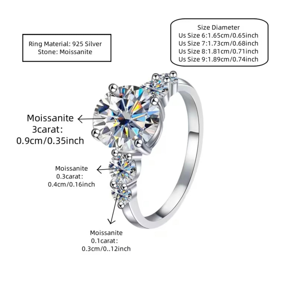3.8 Carat Moissanite 925 Silver Ring