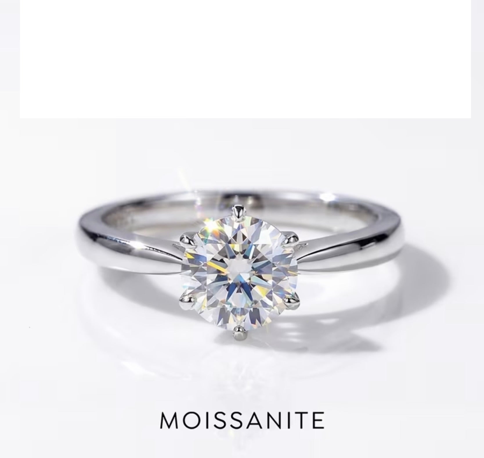 Sparkling 0.5/1 Carat Moissanite Ring