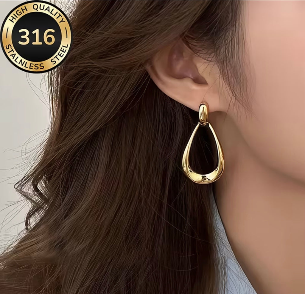 Waterproof Stainless Steel Dangling Earrings