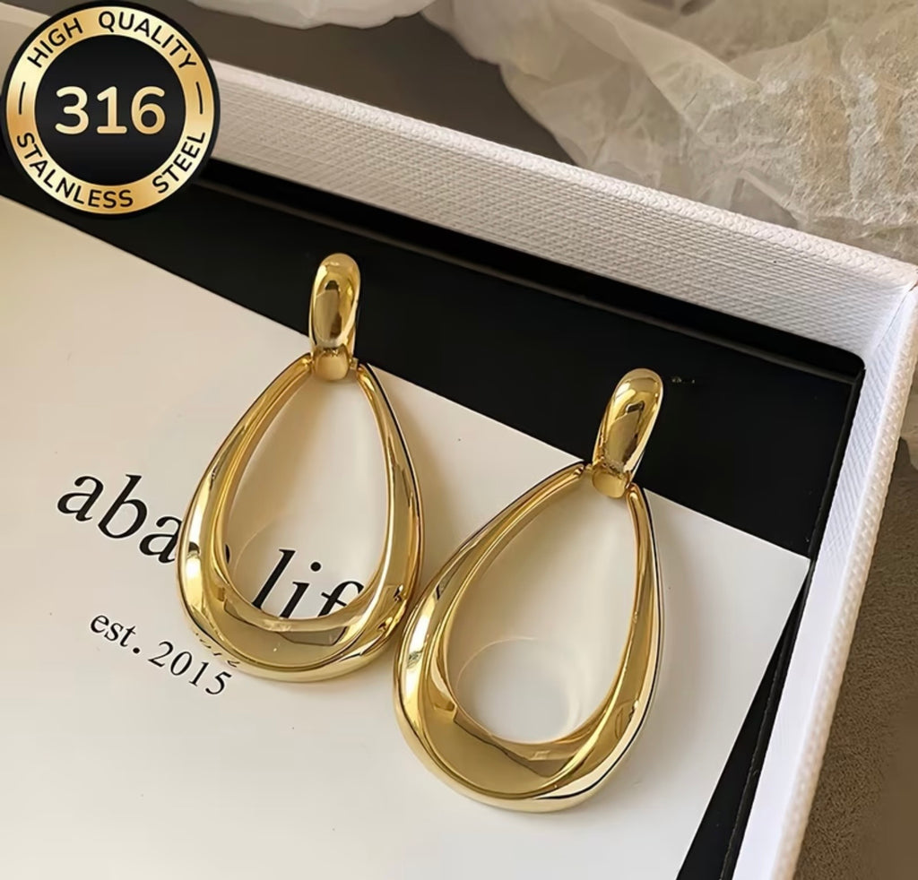 Waterproof Stainless Steel Dangling Earrings