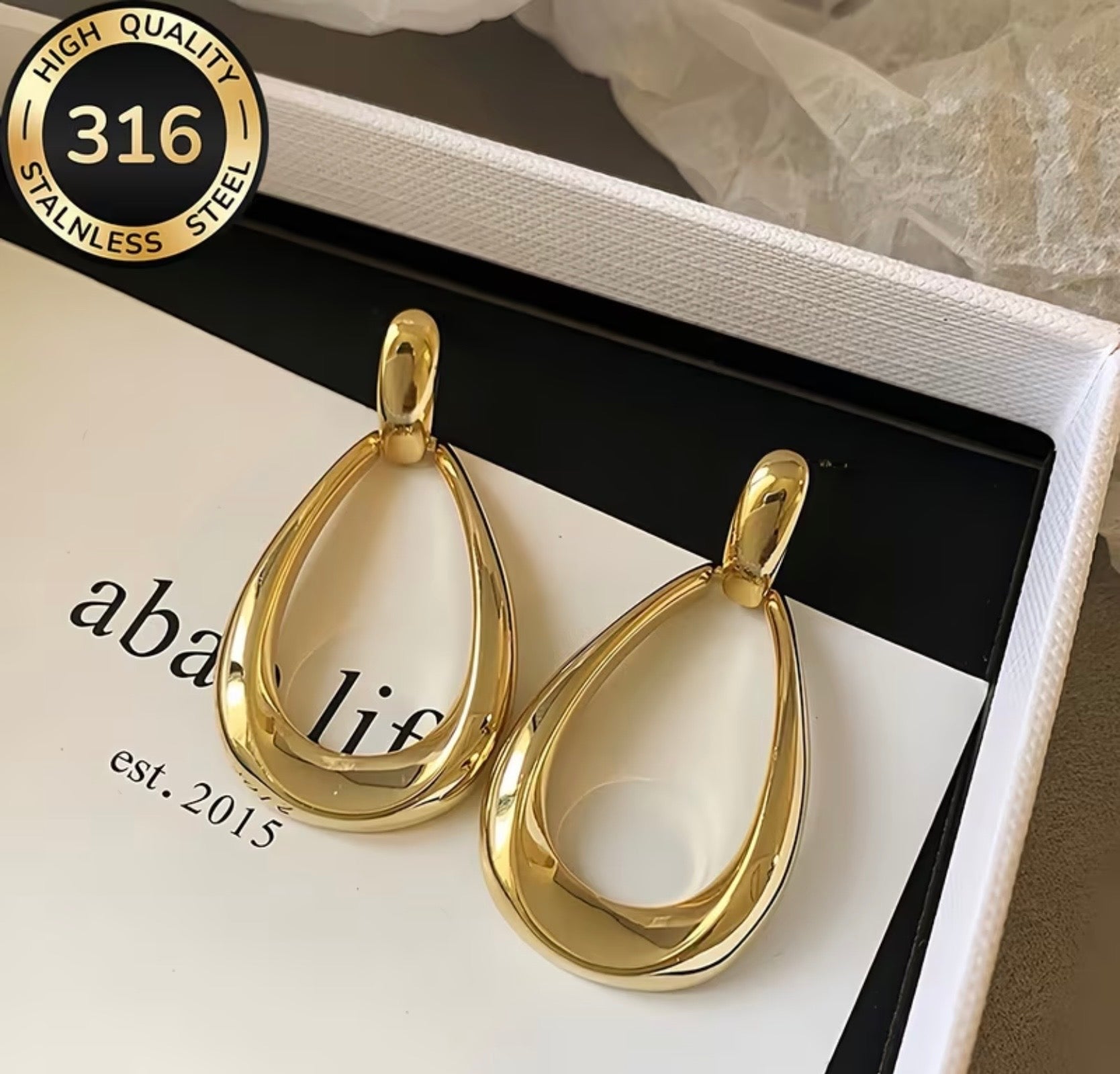 Waterproof Stainless Steel Dangling Earrings