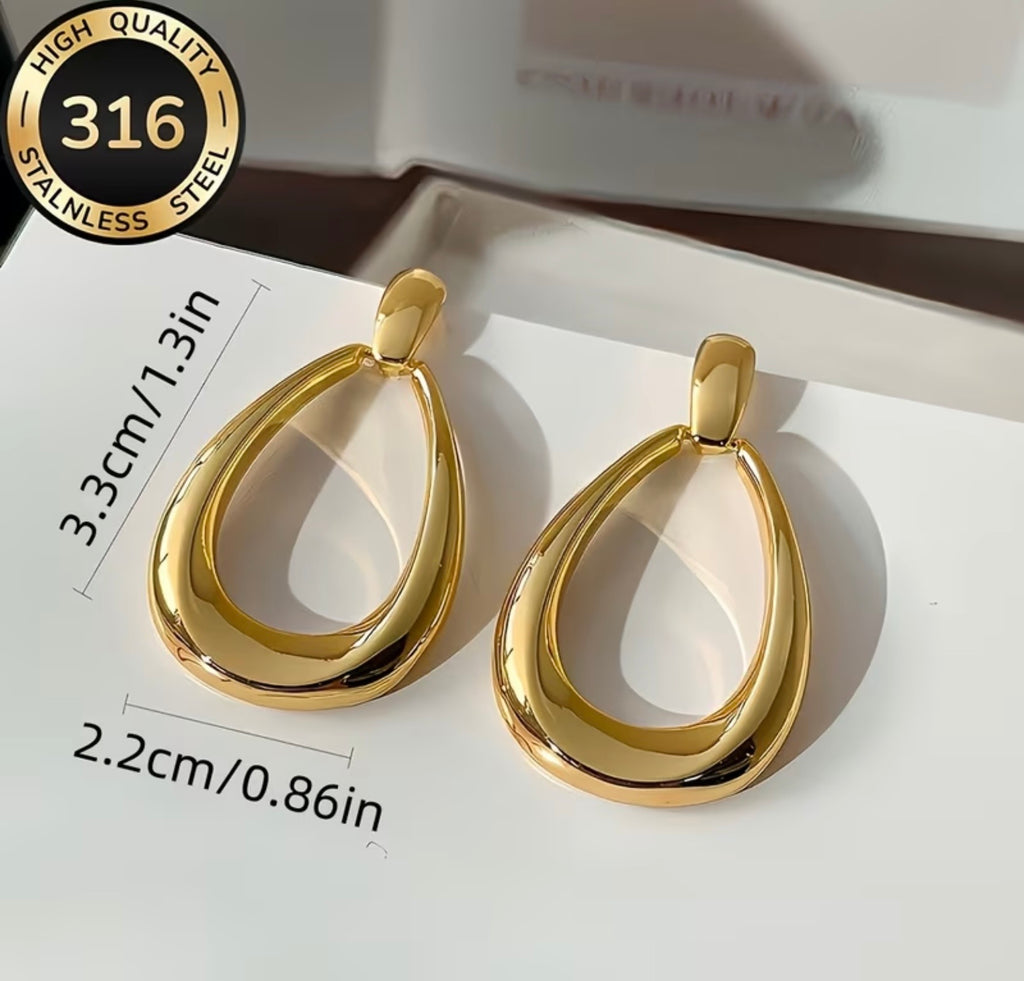 Waterproof Stainless Steel Dangling Earrings
