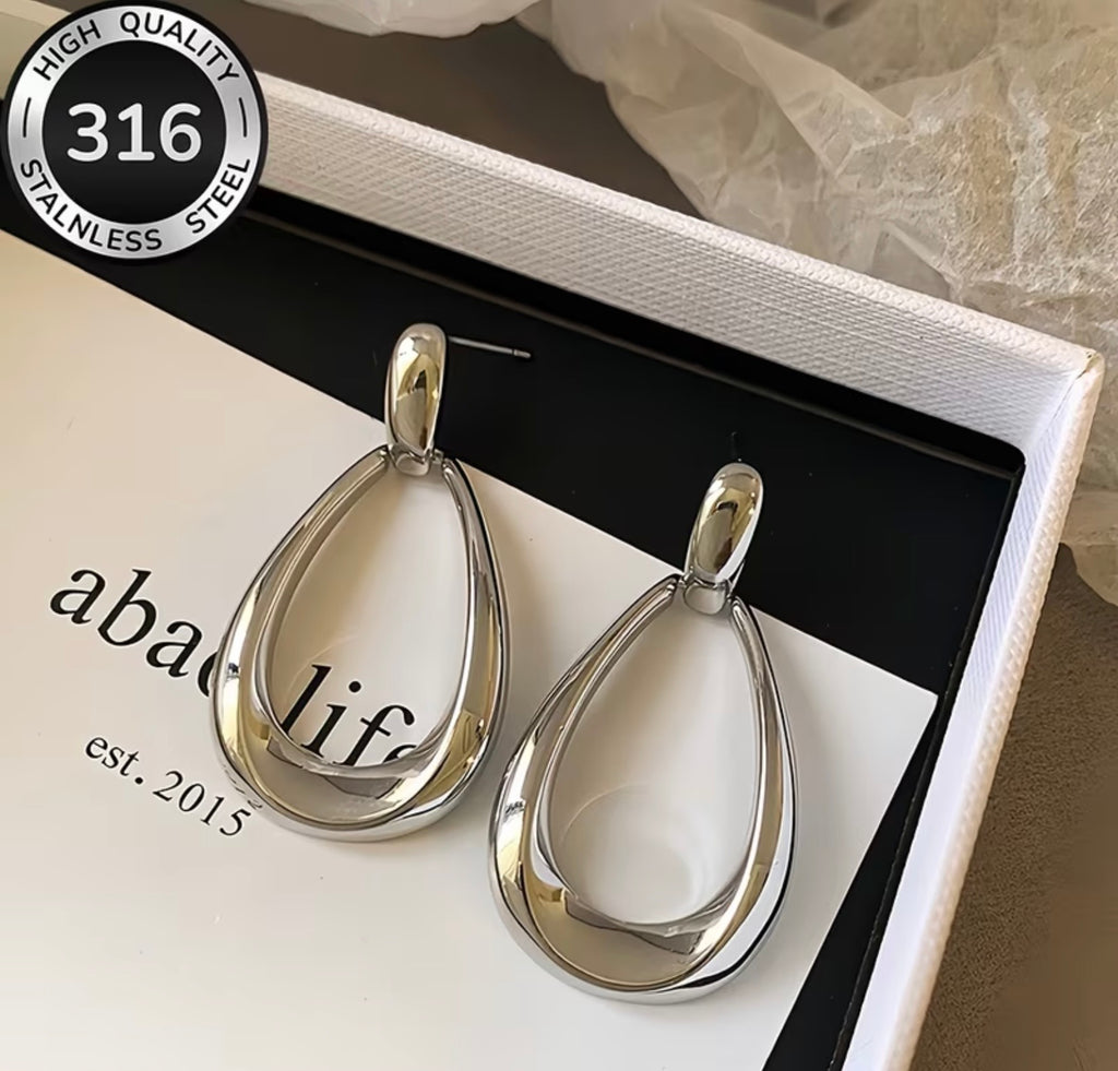 Waterproof Stainless Steel Dangling Earrings