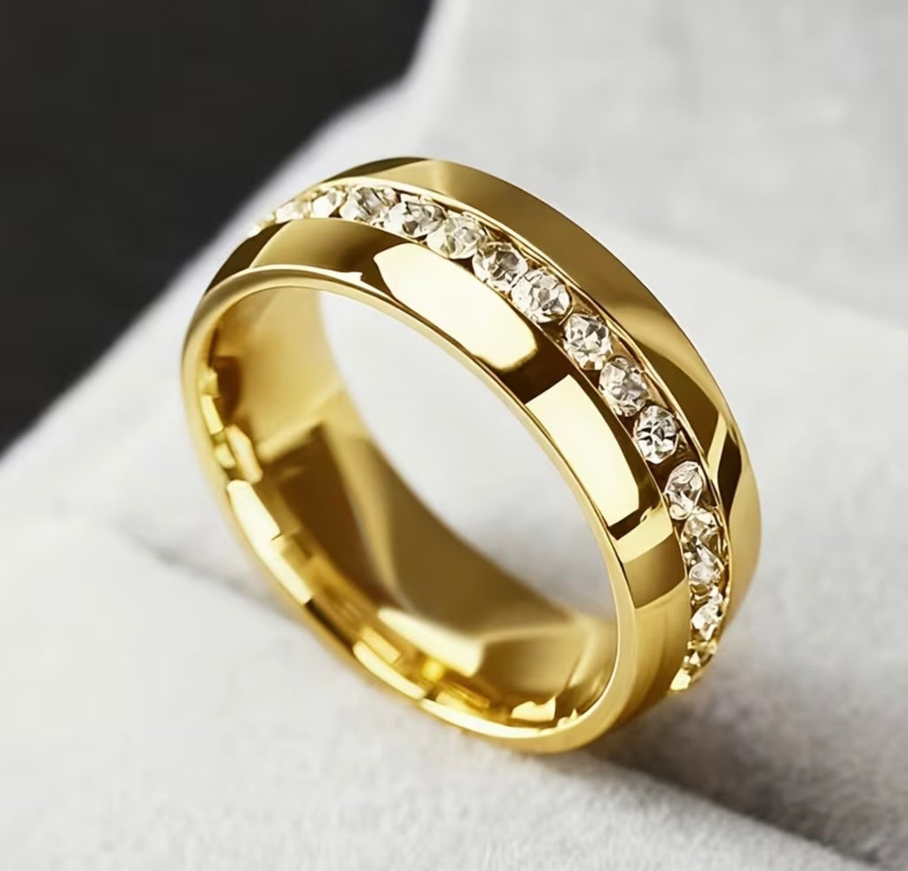 Waterproof 18K Gold Plated Stainless Steel Cubic Zirconia Women’s Ring