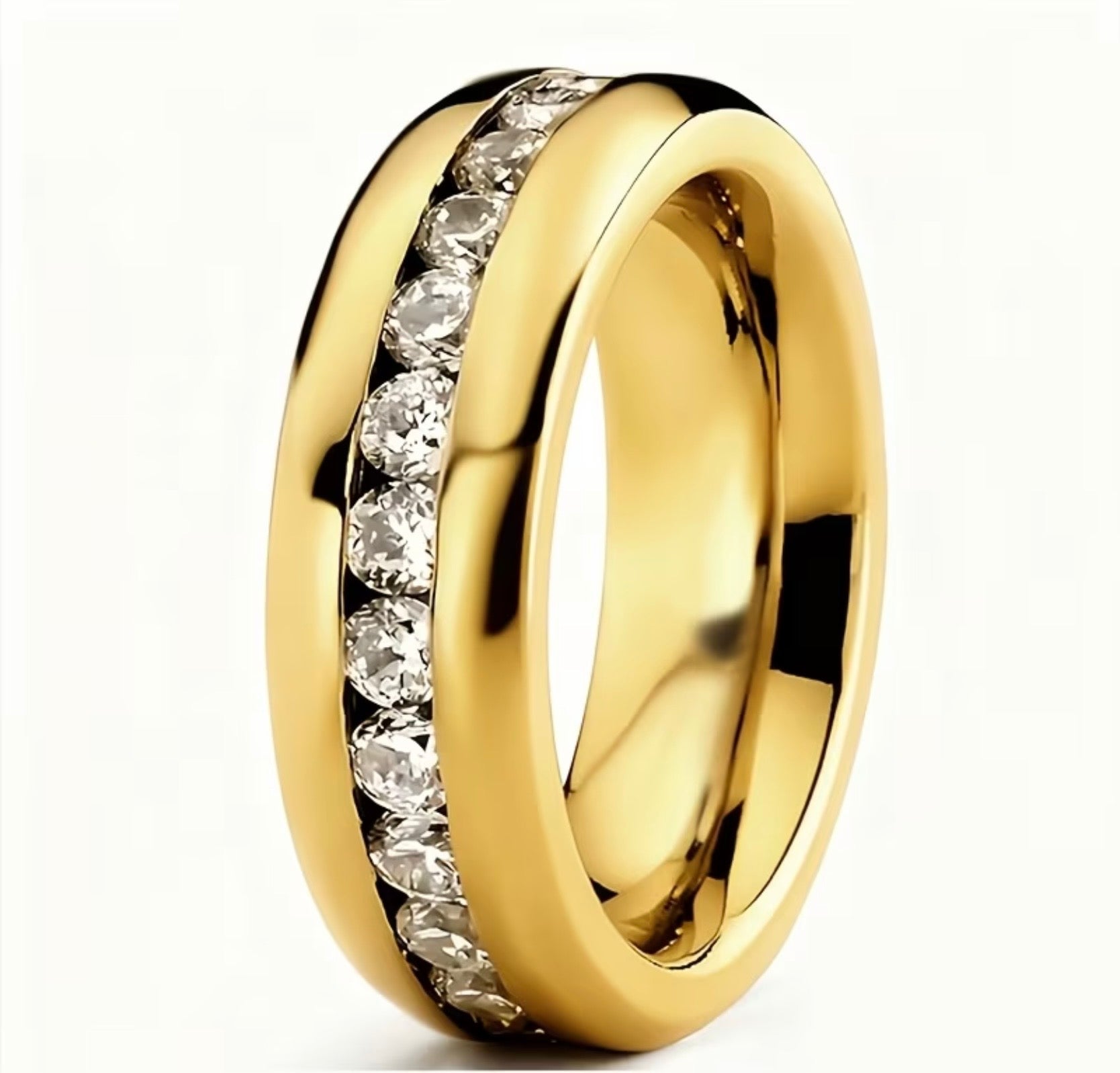 Waterproof 18K Gold Plated Stainless Steel Cubic Zirconia Women’s Ring