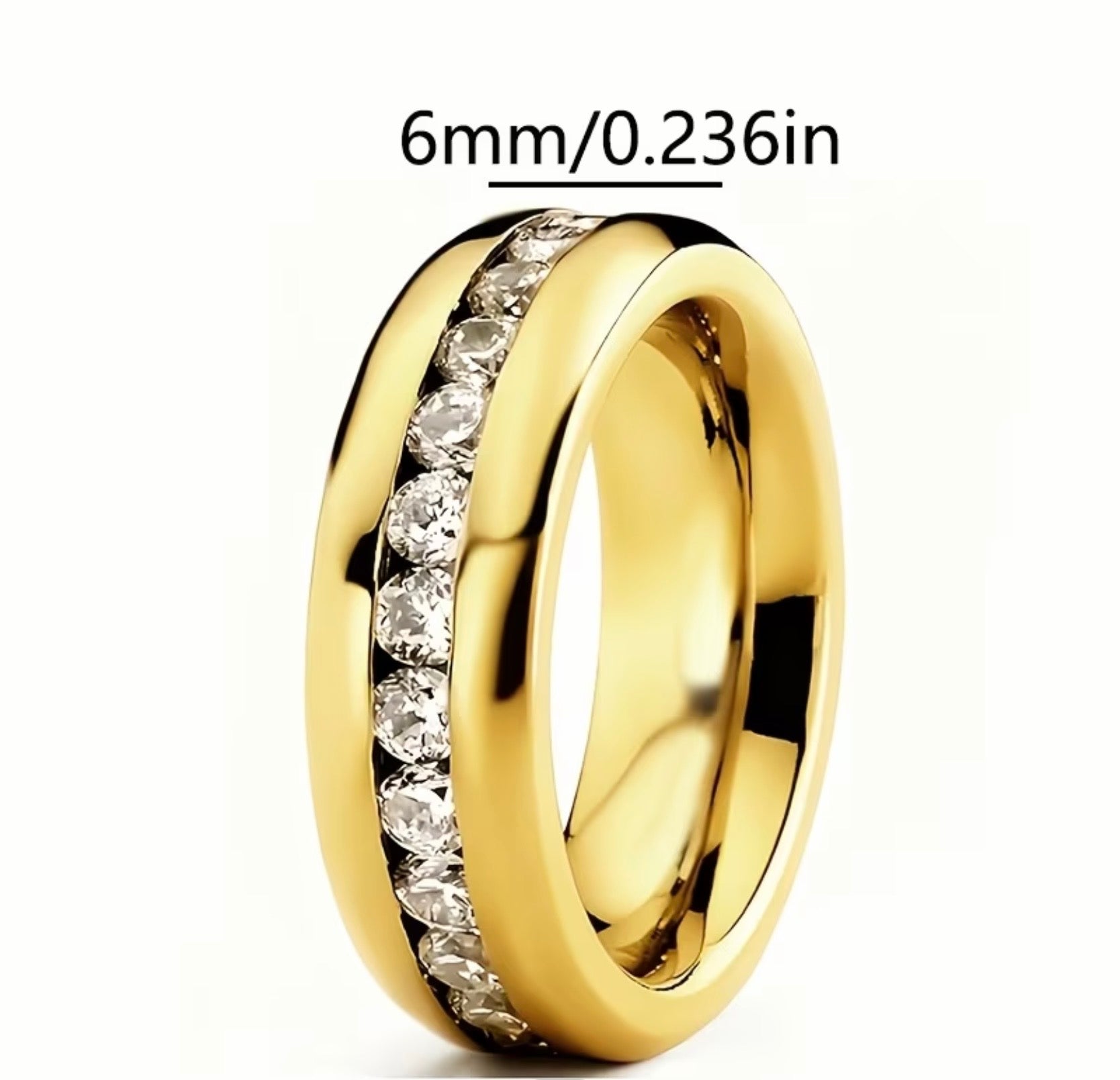Waterproof 18K Gold Plated Stainless Steel Cubic Zirconia Women’s Ring