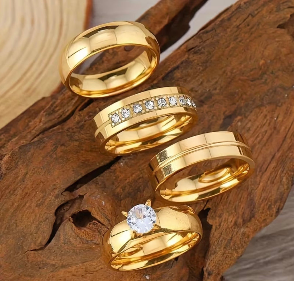 Waterproof 18K Gold Plated Stainless Steel Women’s Ring Set of 4