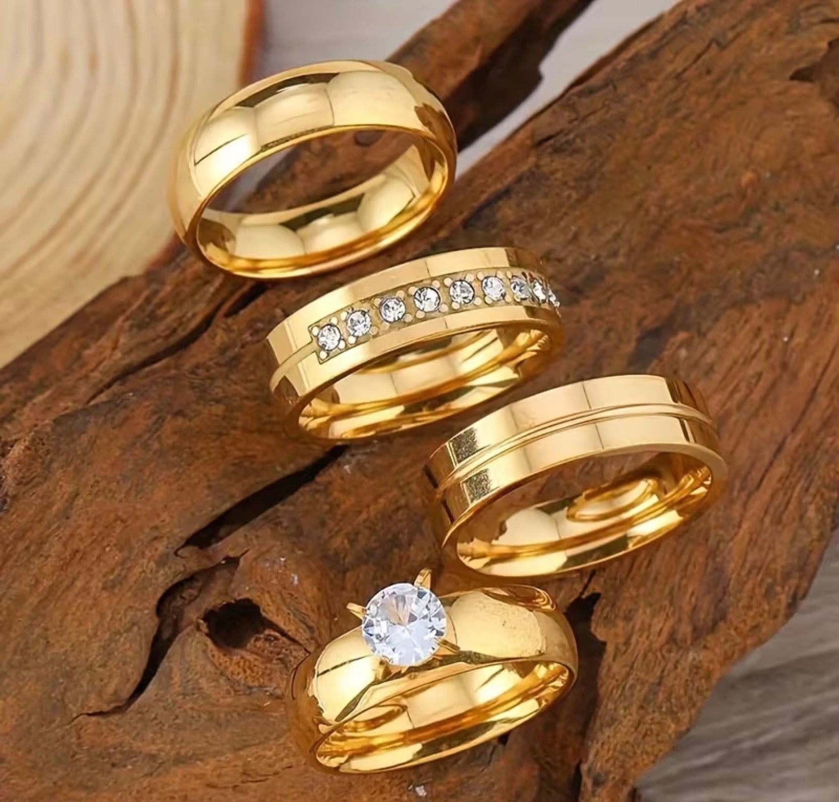 Waterproof 18K Gold Plated Stainless Steel Women’s Ring Set of 4