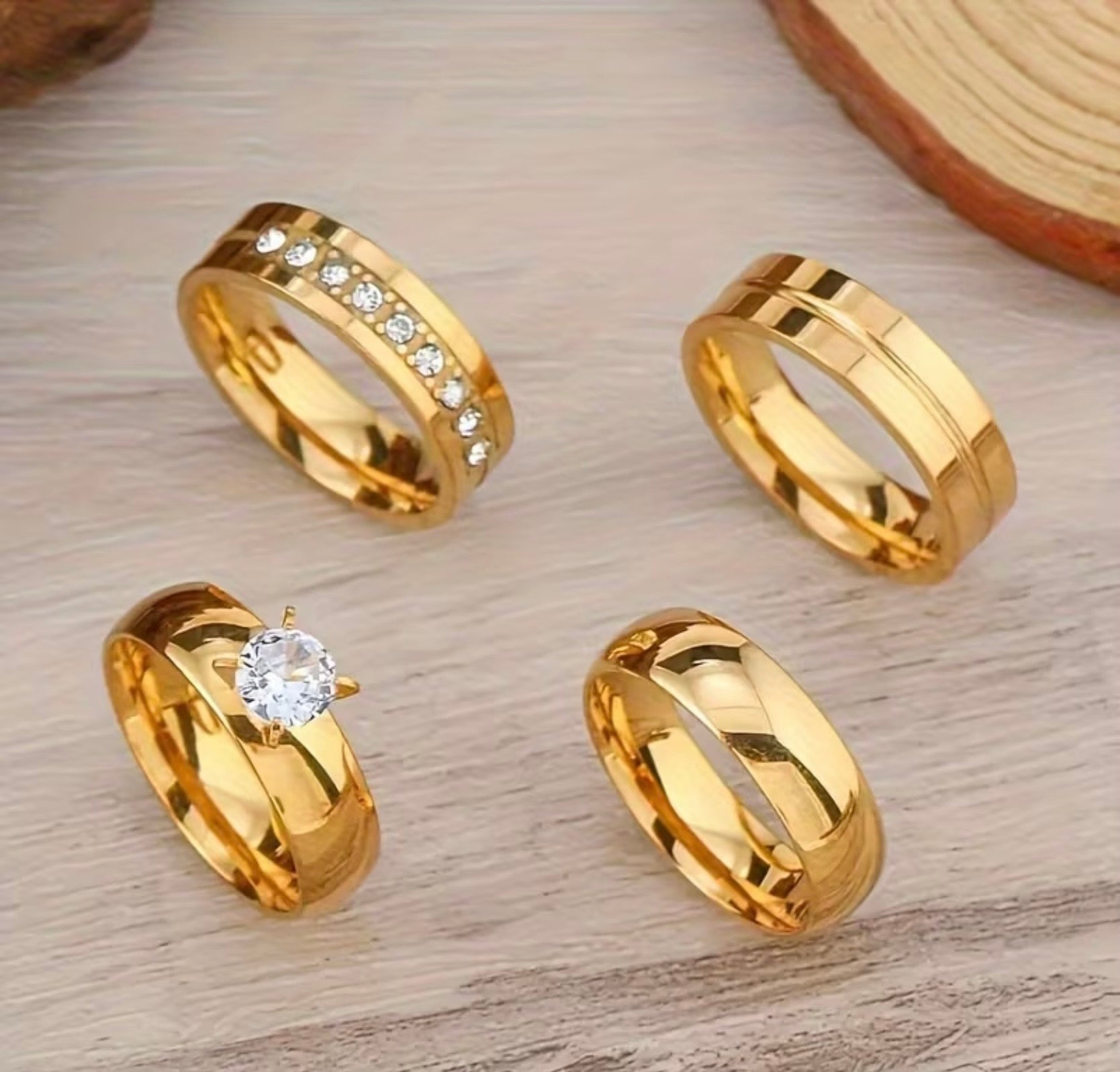 Waterproof 18K Gold Plated Stainless Steel Women’s Ring Set of 4