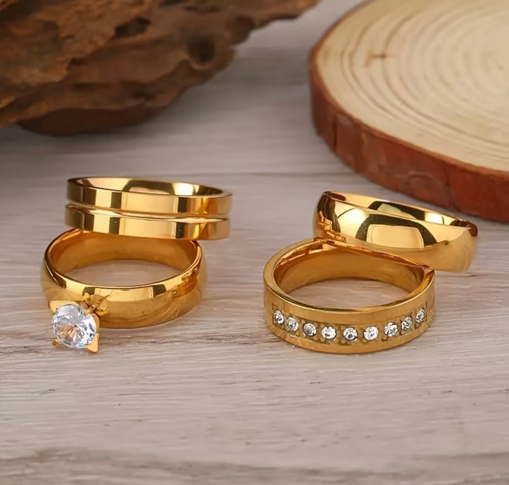 Waterproof 18K Gold Plated Stainless Steel Women’s Ring Set of 4