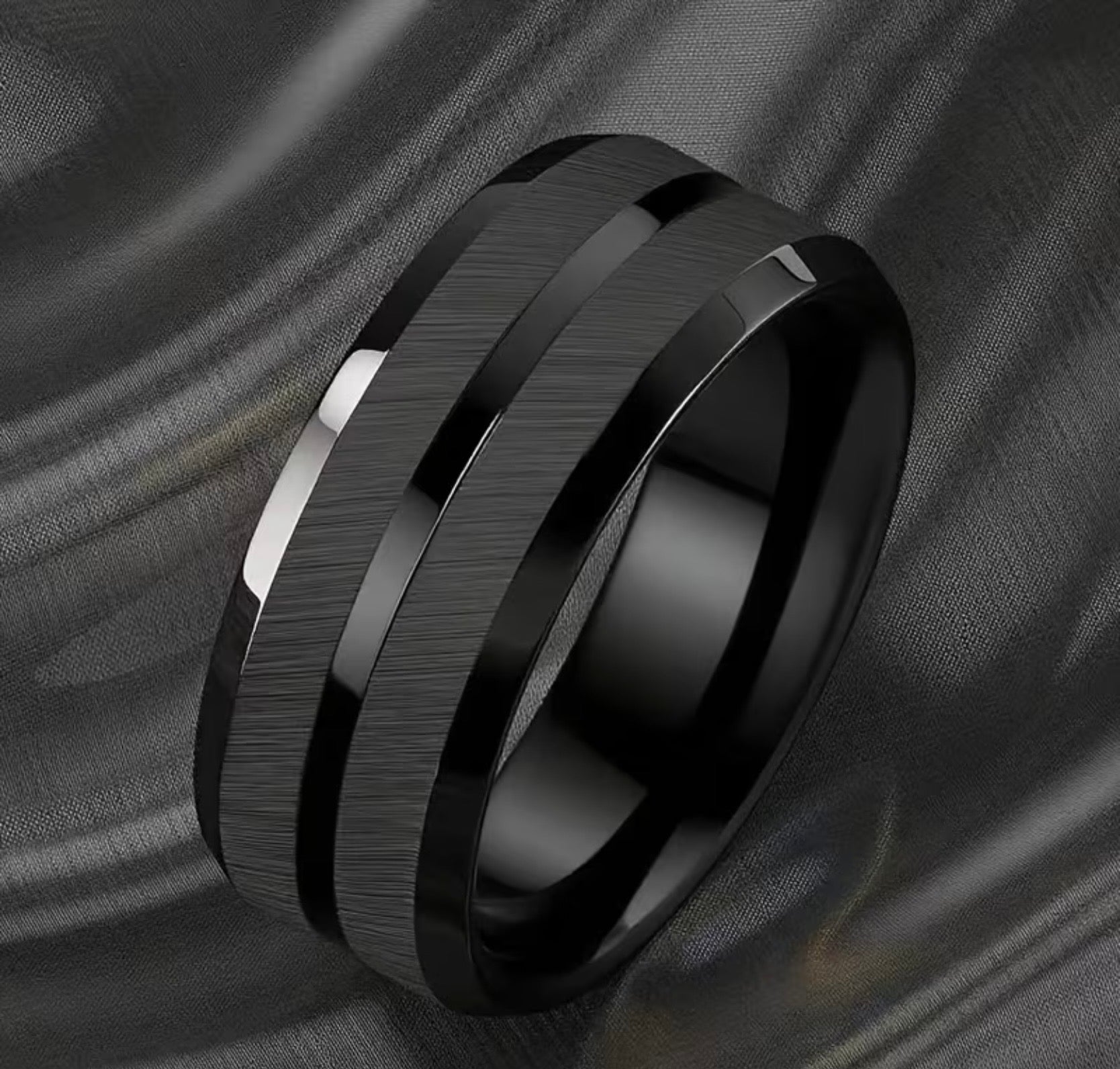 Waterproof Stainless Steel Men’s Black Ring